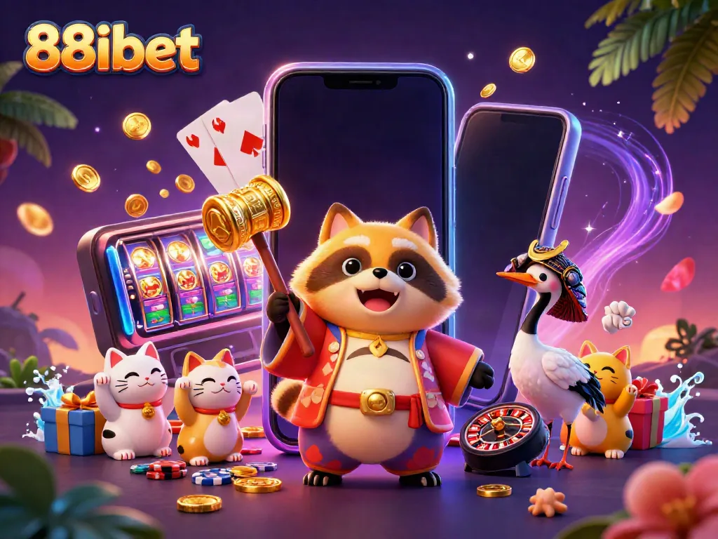Experience thrilling slots and jackpots with 88ibet's vibrant design featuring lucky charms and casino elements.